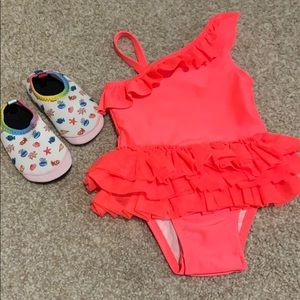 Swimsuit and swim shoes